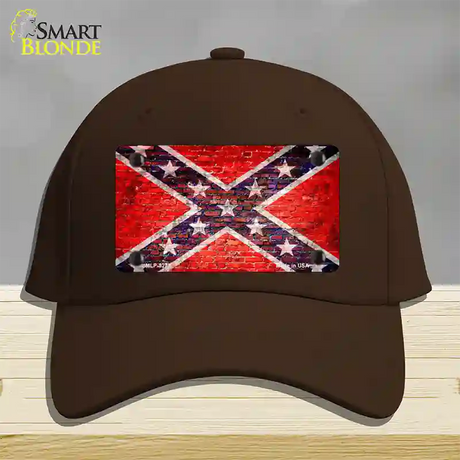 Rebel Flag Brick Wall Novelty License Plate Hat Cotton / Dark Brown