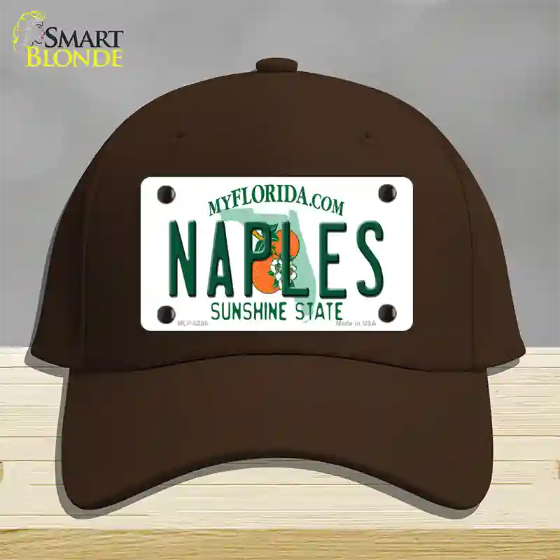 Naples Florida Novelty License Plate Hat Cotton / Dark Brown