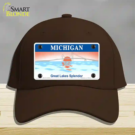 Michigan Great Lakes Blank Novelty License Plate Hat Cotton / Dark Brown