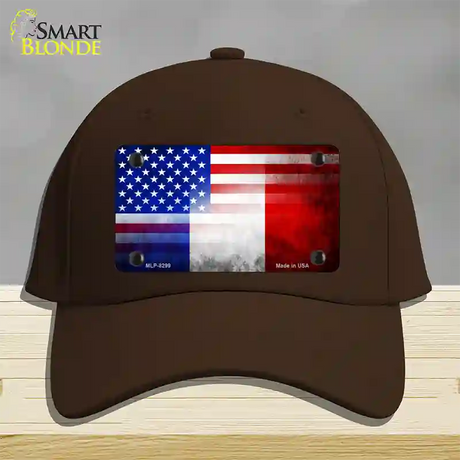 United States France Flag Fade Novelty License Plate Hat Cotton / Dark Brown