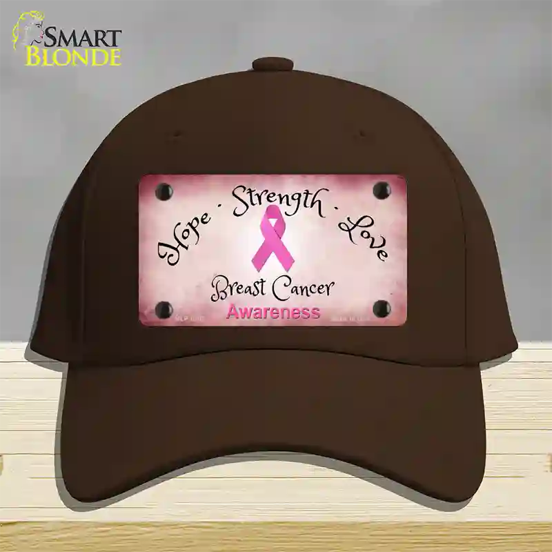 Breast Cancer Ribbon Pink Novelty License Plate Hat Cotton / Dark Brown