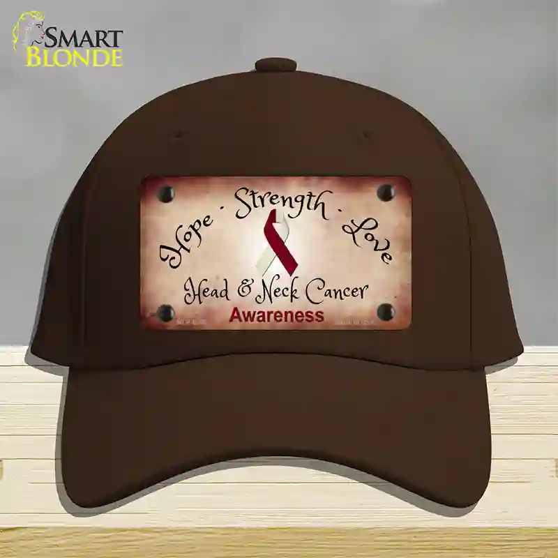 Head and Neck Cancer Ribbon Novelty License Plate Hat Cotton / Dark Brown