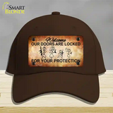 Doors Locked Your Protection Novelty License Plate Hat Cotton / Dark Brown