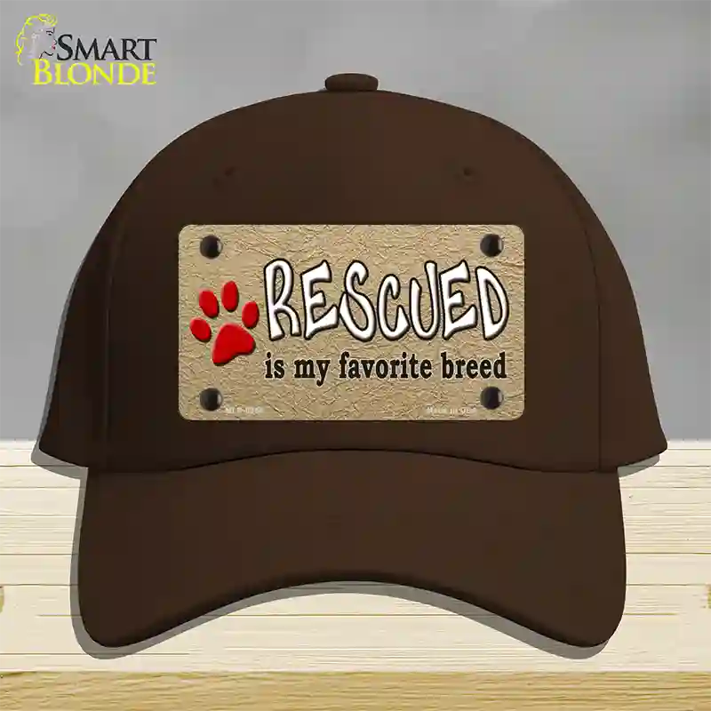 Rescued Is My Favorite Novelty License Plate Hat Cotton / Dark Brown