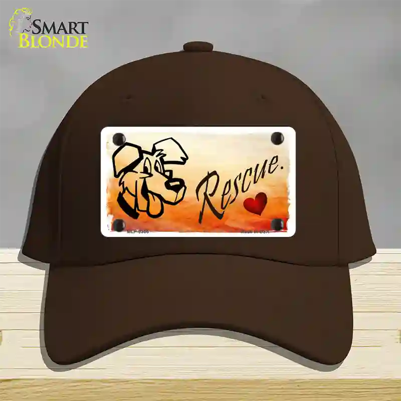 Rescue Dog Novelty License Plate Hat Cotton / Dark Brown