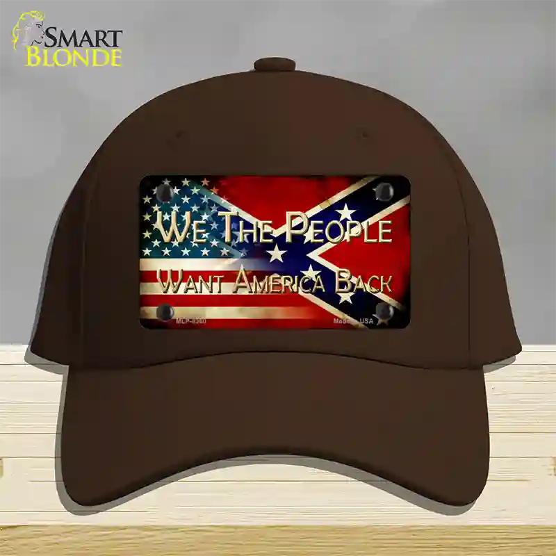 We The People American Confederate Novelty License Plate Hat Cotton / Dark Brown