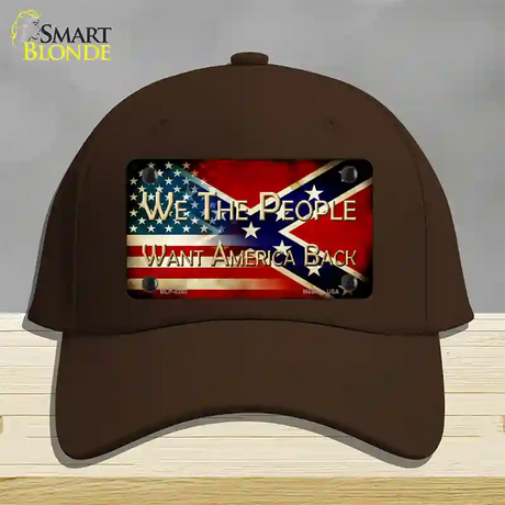 We The People American Confederate Novelty License Plate Hat Cotton / Dark Brown