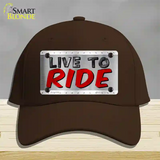 Live To Ride Shiny Novelty License Plate Hat Cotton / Dark Brown