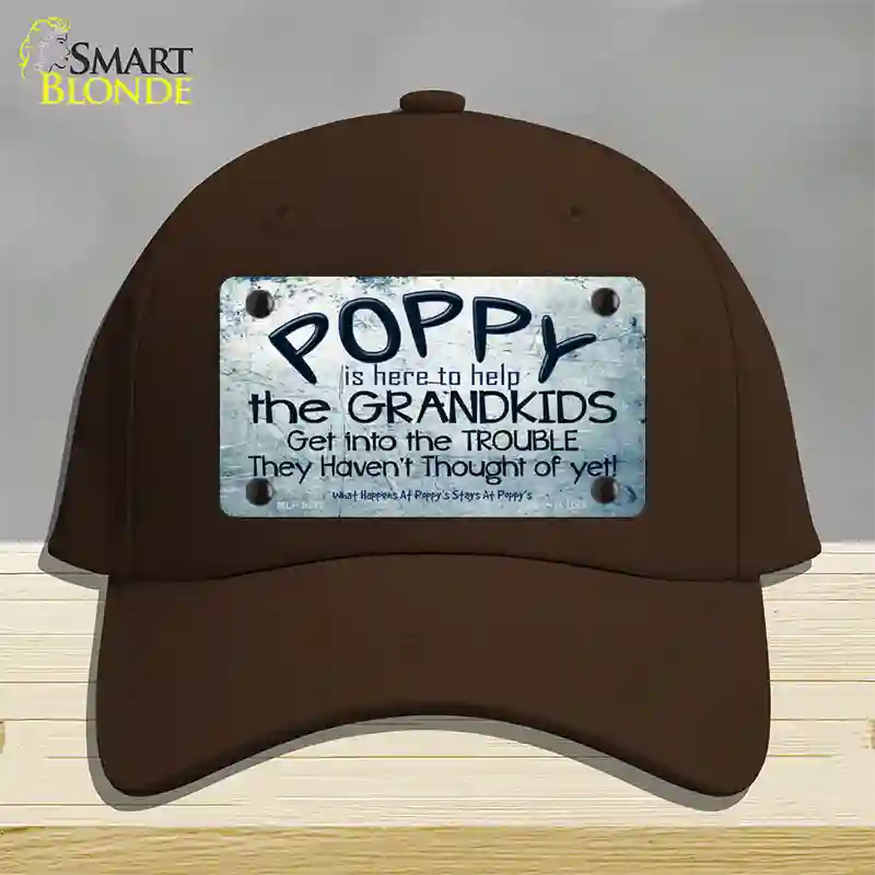 Poppy Is Here To Help Novelty License Plate Hat Cotton / Dark Brown