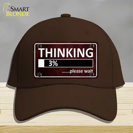 Thinking Please Wait Novelty License Plate Hat Cotton / Dark Brown