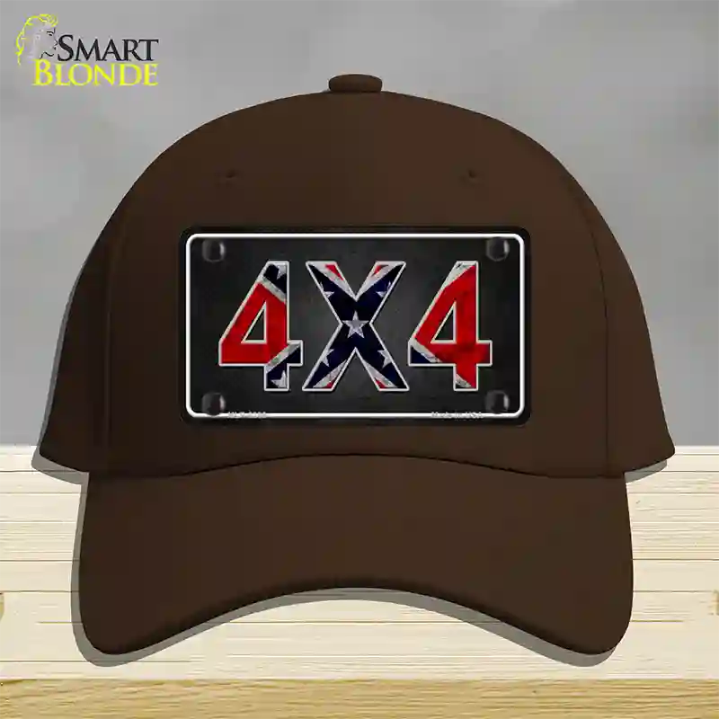 4x4 Confederate Novelty License Plate Hat Cotton / Dark Brown