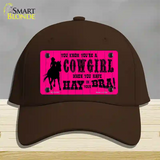 Pink Cowgirl Novelty License Plate Hat Cotton / Dark Brown