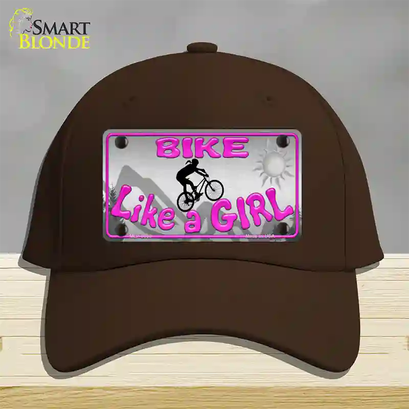 Bike Like A Girl Novelty License Plate Hat Cotton / Dark Brown