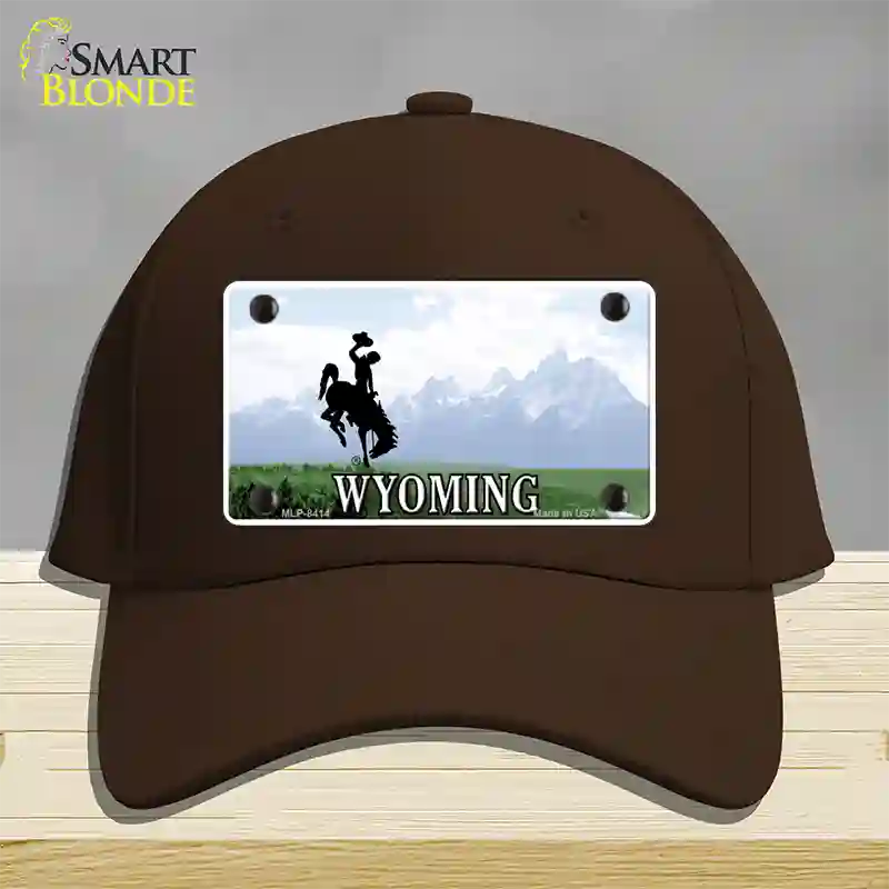 Wyoming State Novelty License Plate Hat Cotton / Dark Brown