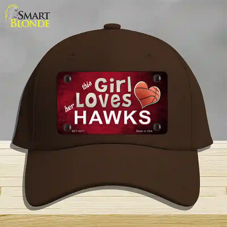 This Girl Loves Her Hawks Novelty License Plate Hat Cotton / Dark Brown