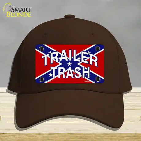 Trailer Trash Confederate Flag Novelty License Plate Hat Cotton / Dark Brown