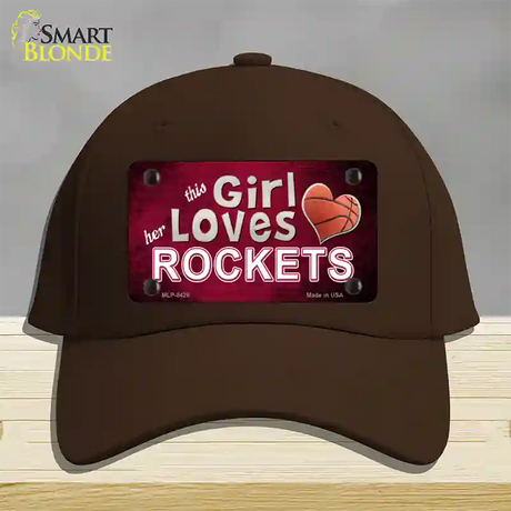 This Girl Loves Her Rockets Novelty License Plate Hat Cotton / Dark Brown