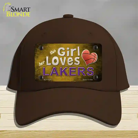 This Girl Loves Her Lakers Novelty License Plate Hat Cotton / Dark Brown