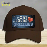 This Girl Loves Her Grizzlies Novelty License Plate Hat Cotton / Dark Brown