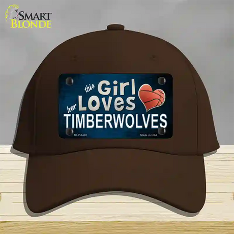 This Girl Loves Her Timberwolves Novelty License Plate Hat Cotton / Dark Brown