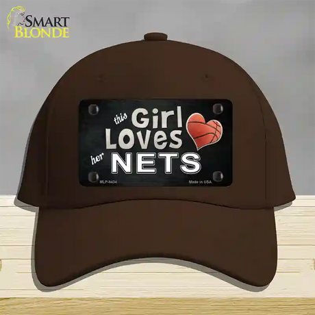 This Girl Loves Her Nets Novelty License Plate Hat Cotton / Dark Brown