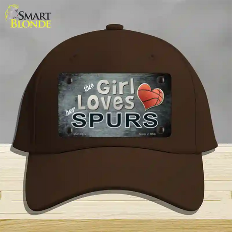 This Girl Loves Her Spurs Novelty License Plate Hat Cotton / Dark Brown