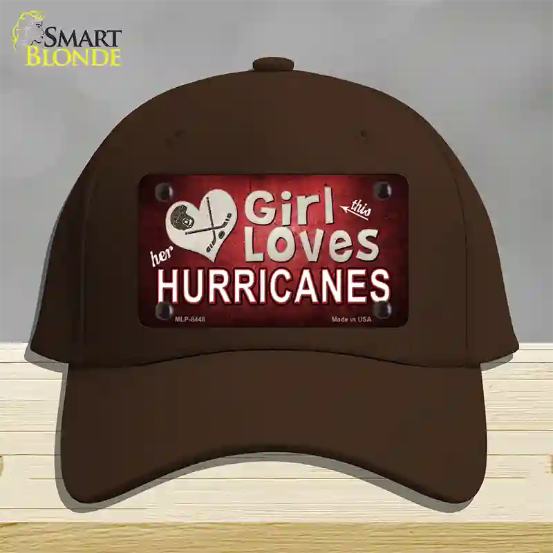 This Girl Loves Her Hurricanes Novelty License Plate Hat Cotton / Dark Brown