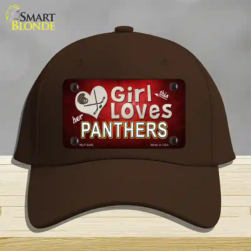 This Girl Loves Her Panthers Hockey Novelty License Plate Hat Cotton / Dark Brown