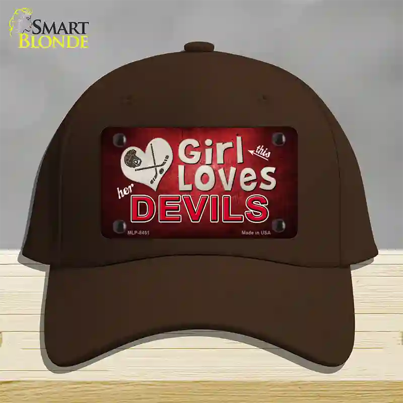 This Girl Loves Her Devils Novelty License Plate Hat Cotton / Dark Brown