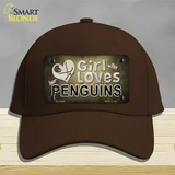 This Girl Loves Her Penguins Novelty License Plate Hat Cotton / Dark Brown