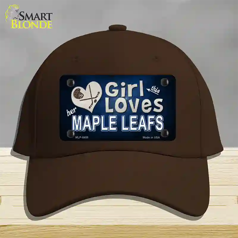 This Girl Loves Her Maple Leafs Novelty License Plate Hat Cotton / Dark Brown