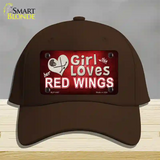 This Girl Loves Her Red Wings Novelty License Plate Hat Cotton / Dark Brown