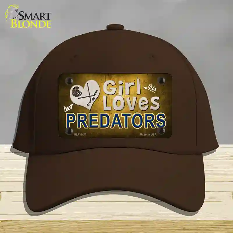 This Girl Loves Her Predators Novelty License Plate Hat Cotton / Dark Brown