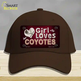 This Girl Loves Her Coyotes Novelty License Plate Hat Cotton / Dark Brown