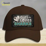 This Girl Loves Her Sharks Novelty License Plate Hat Cotton / Dark Brown