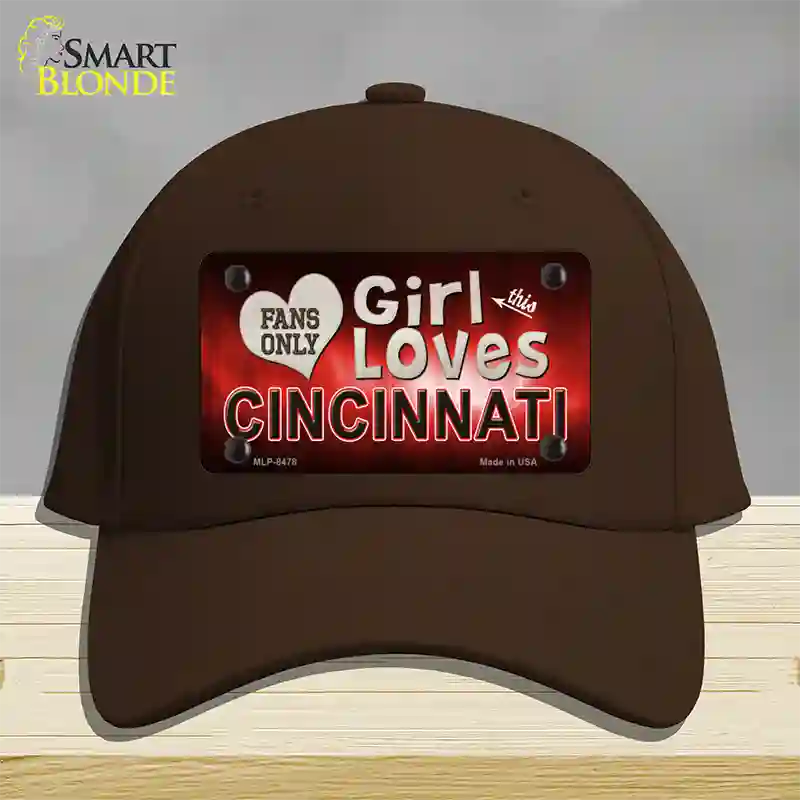 This Girl Loves Cincinnati Novelty License Plate Hat Cotton / Dark Brown