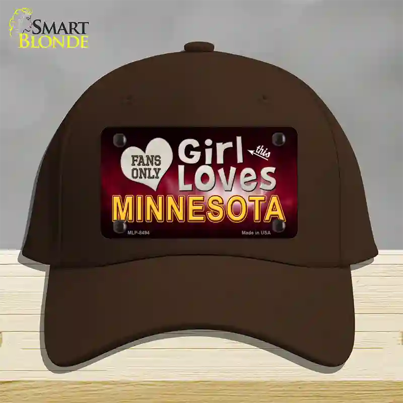 This Girl Loves Minnesota Novelty License Plate Hat Cotton / Dark Brown