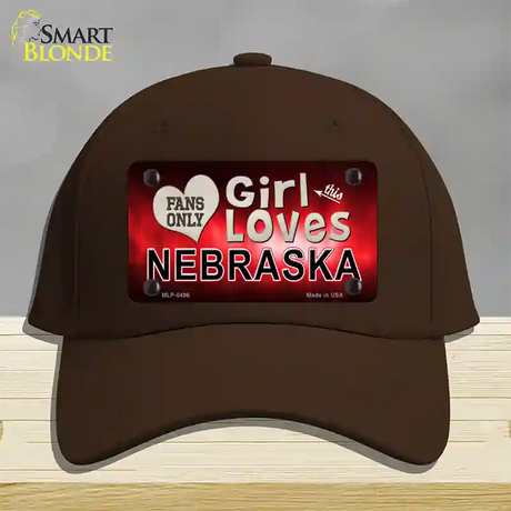 This Girl Loves Nebraska Novelty License Plate Hat Cotton / Dark Brown