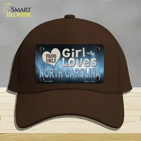 This Girl Loves North Carolina Novelty License Plate Hat Cotton / Dark Brown