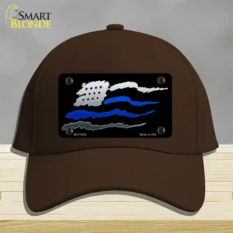 Thin Blue Line Flag Novelty License Plate Hat Cotton / Dark Brown