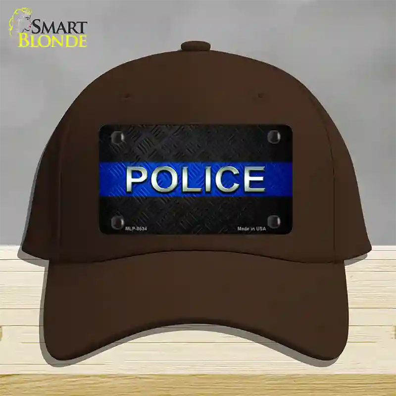 Police Thin Blue Line Novelty License Plate Hat Cotton / Dark Brown