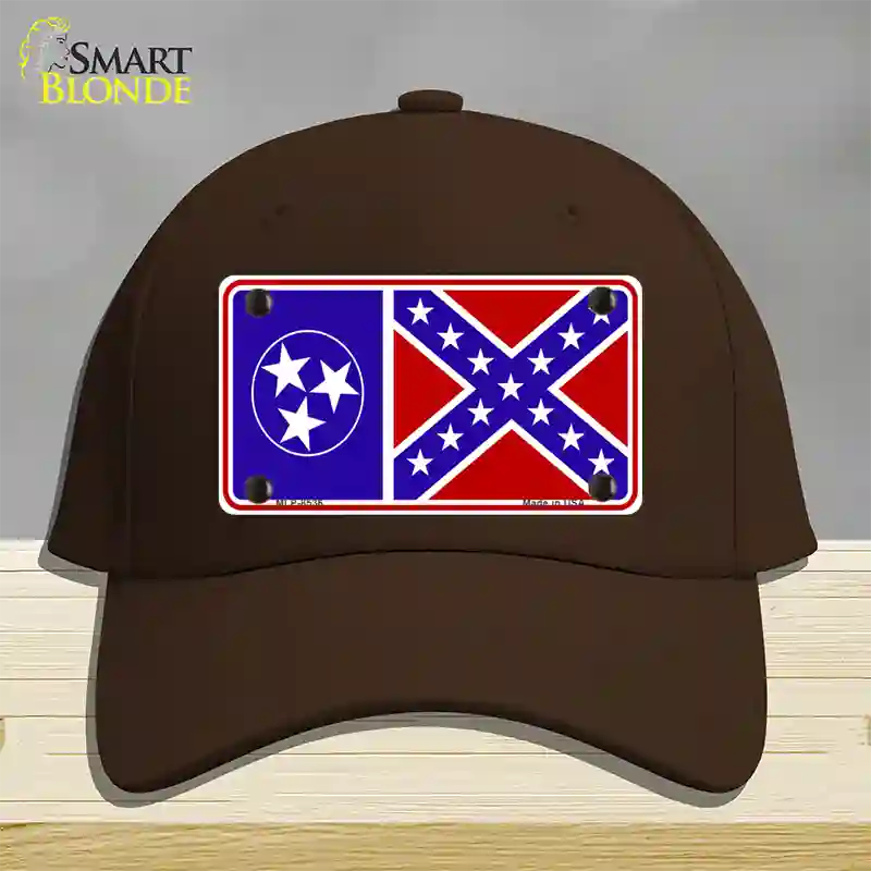 Confederate Flag Tennessee Novelty License Plate Hat Cotton / Dark Brown