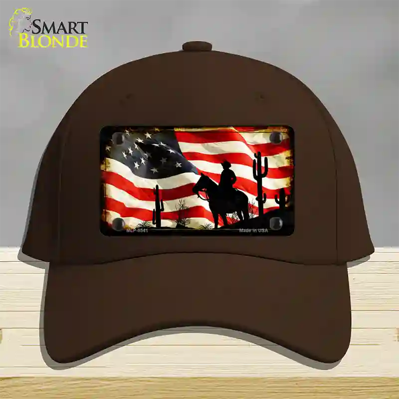 American Cowboy Novelty License Plate Hat Cotton / Dark Brown