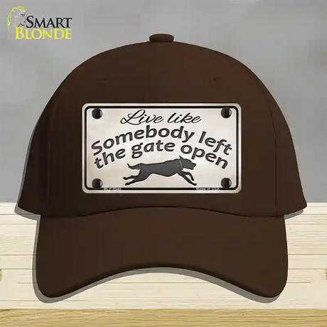 Gate Open Novelty License Plate Hat Cotton / Dark Brown