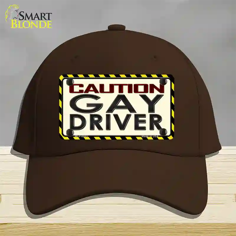 Caution Gay Driver Novelty License Plate Hat Cotton / Dark Brown