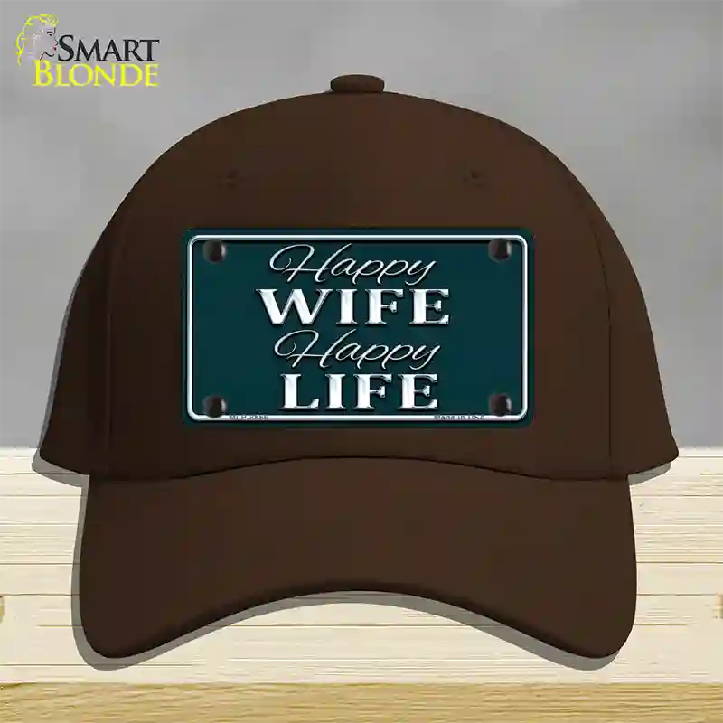 Happy Wife Happy Life Novelty License Plate Hat Cotton / Dark Brown