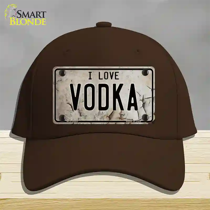 I Love Vodka Novelty License Plate Hat Cotton / Dark Brown