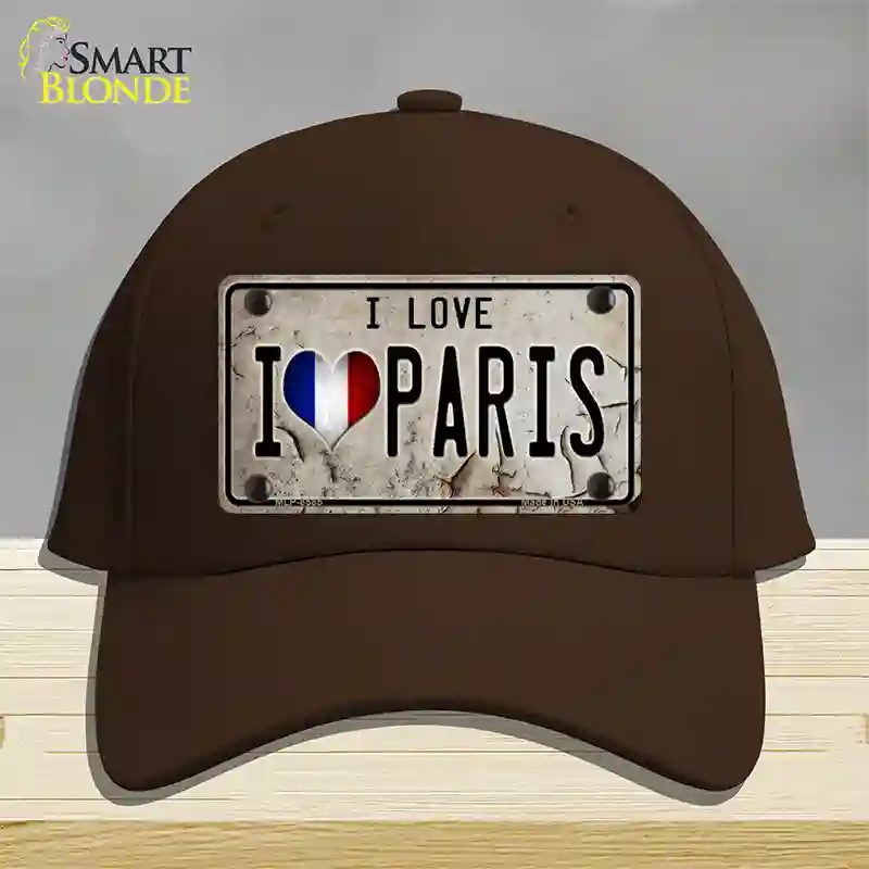 I Love Paris Novelty License Plate Hat Cotton / Dark Brown