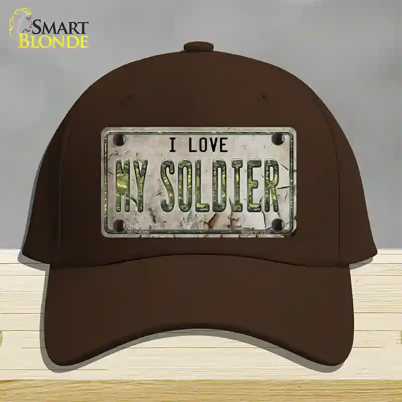 I Love My Solider Novelty License Plate Hat Cotton / Dark Brown