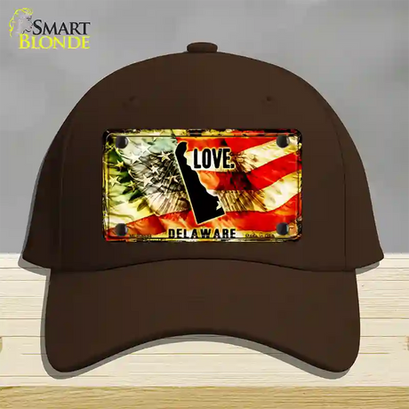 Delaware Love Novelty License Plate Hat Cotton / Dark Brown